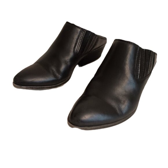 Frye Black Leather Slip-On Mule Clog Shoes Women’s Size 7M - Picture 2 of 16